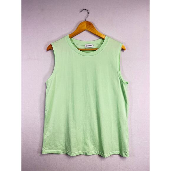 Woman's Magic MK Neon Green Cotton Tank Top -Size XL Athleisure Walking - Picture 1 of 9